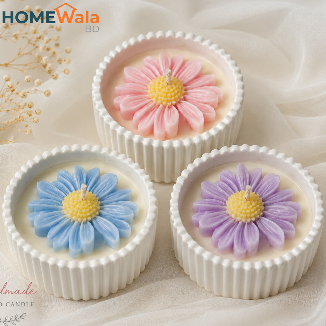 Daisy flower scented candle