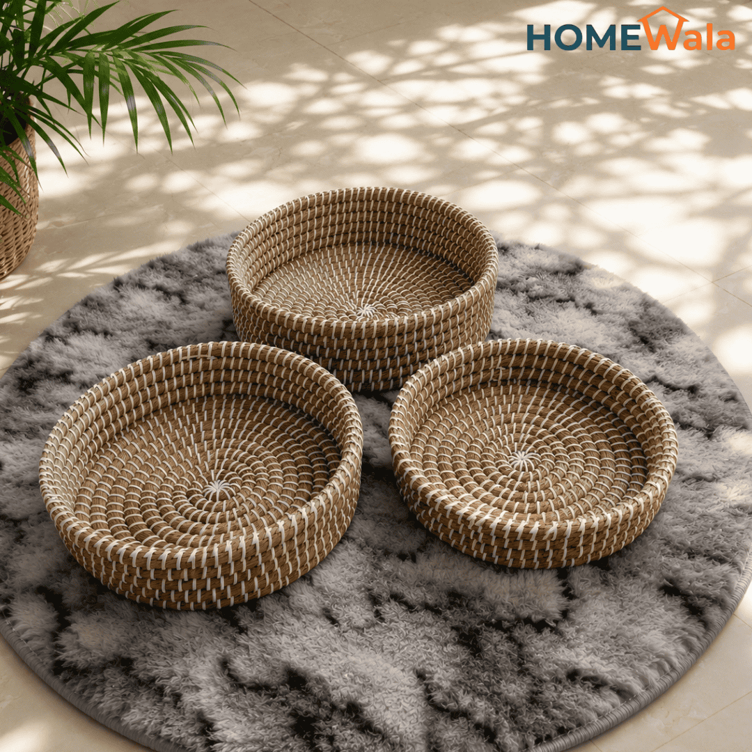 3 pcs Natural handmade Round Basket Set